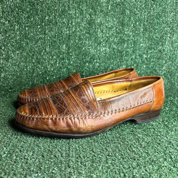 Mezlan Sebastian Crocodile Genuine Lizard Skin Exotic Loafers Brown Mens Sz 10.5 main image 9